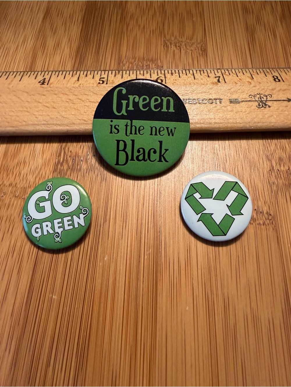 Go Green Eco-Friendly Pinback Button Set (3-Pack) -